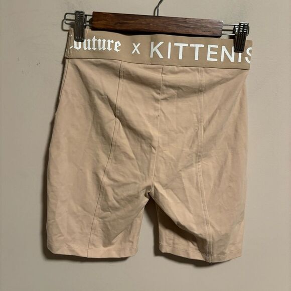 NWT Kittenish X Juicy Couture 7" Bike Shorts Beige Stretchy Knit- Size Small - Picture 2 of 7
